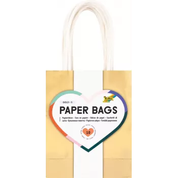 Folia Bolsas de regalo doradas brillantes pequeñas pack de 10