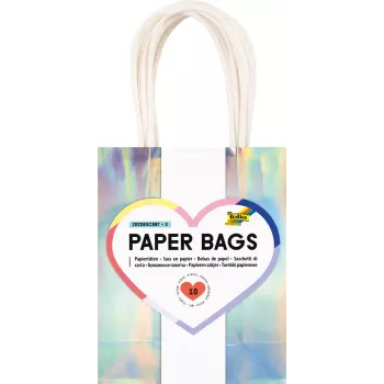 Folia Bolsas de regalo de papel iridiscente pequeñas brillantes pack de 10