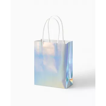 Folia Bolsas de regalo de papel iridiscente pequeñas brillantes pack de 10