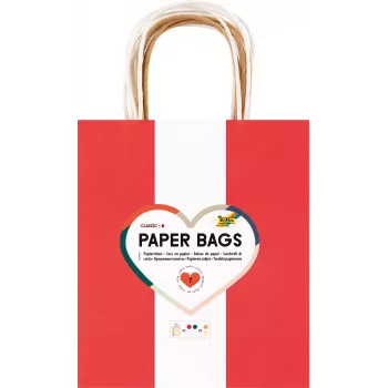Folia 7 Bolsas de papel CLASSIC M Rojo Natural Verde Crema Oro metalizado 18.0 x 21 cm