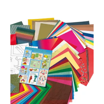Folia 50915/1 Set de papel de manualidades - 107 piezas - Multicolor - Niños y niñas - Papel, cartón, film - Caja