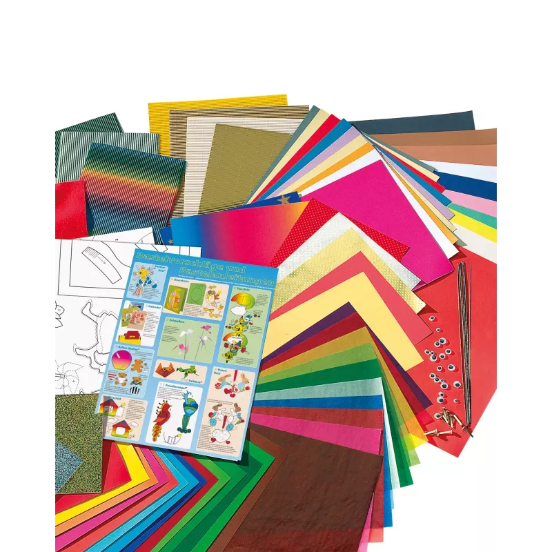 Folia 50915/1 Set de papel de manualidades - 107 piezas - Multicolor - Niños y niñas - Papel, cartón, film - Caja