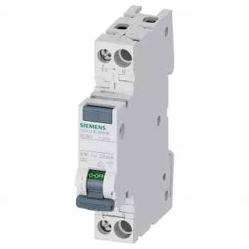 Siemens 5SV13166KK16 RCBO bipolar 16 A 30 mA, curva B, tipo A, 6 kA