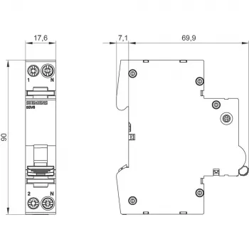Siemens 5SV6016-7KK16 interruptor de protección contra incendios (AFDD) con MCB C16 de 2 polos 230V 1TE