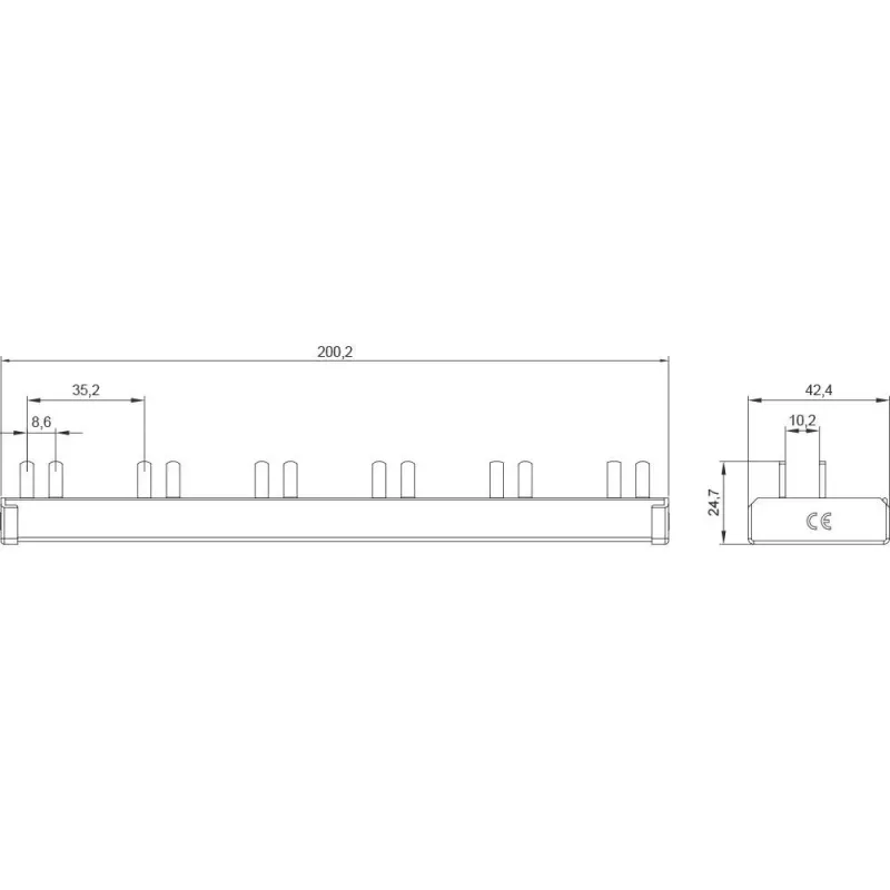 SIEMENS 5ST3675-0 Peine de conexión 10mm² 3p/N 6xAFD+6xKomp. 12TE