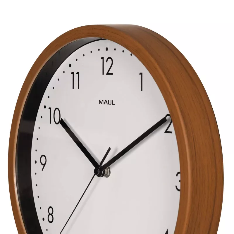 MAUL 9051476 Reloj de pared de cuarzo 30 cm x 5 cm madera (oscura) blanco