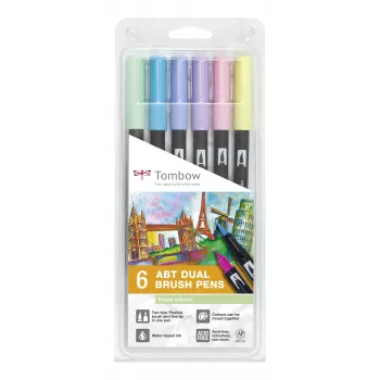 Tombow ABT-6P-2 Set de rotuladores Dual Brush Pen - 6 colores - punta fina y punta pincel - multicolor