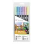 Tombow ABT-6P-2 Set de rotuladores Dual Brush Pen - 6 colores - punta fina y punta pincel - multicolor