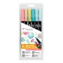 Tombow ABT-6P-4 Set de rotuladores Dual Brush Pen - 6 rotuladores - punta fina y punta pincel - multicolor - redonda