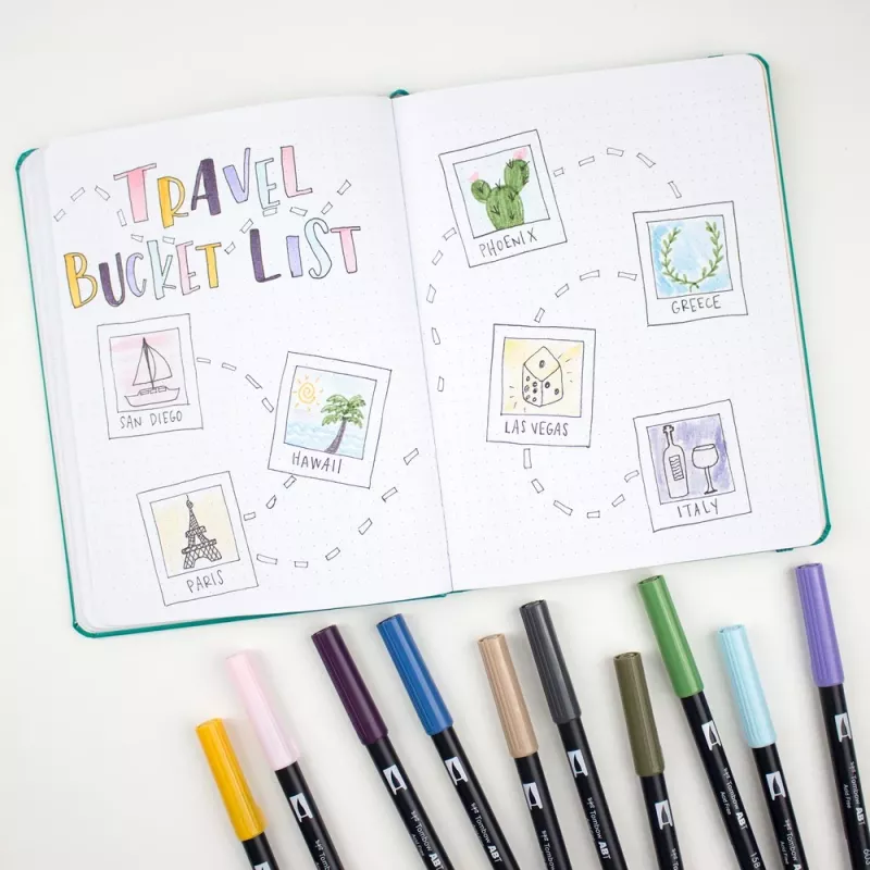 Tombow ABT-6P-4 Set de rotuladores Dual Brush Pen - 6 rotuladores - punta fina y punta pincel - multicolor - redonda