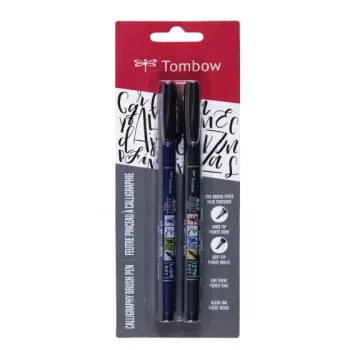 Tombow WS-BHS-2P Set de rotuladores Dual Brush Pen - negro - 2 uds. - blíster