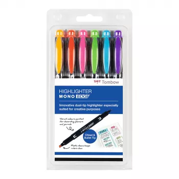 Tombow MONO Edge Set de rotuladores fluorescentes - punta cincel y punta redonda 3,8mm 0,8mm línea surtidos (6 rotuladores)