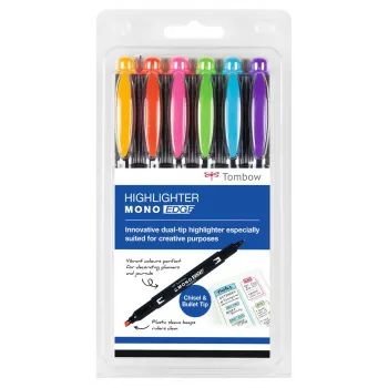 Tombow MONO Edge Set de rotuladores fluorescentes - punta cincel y punta redonda 3,8mm 0,8mm línea surtidos (6 rotuladores)