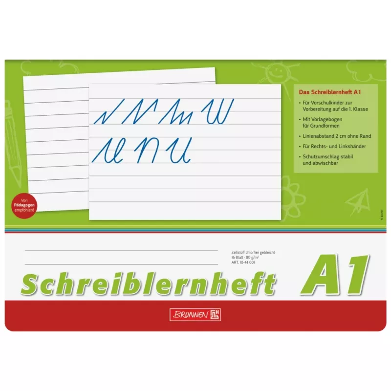 BRUNNEN cuaderno de aprendizaje de escritura A4q 16 hojas rayado sin margen - A1