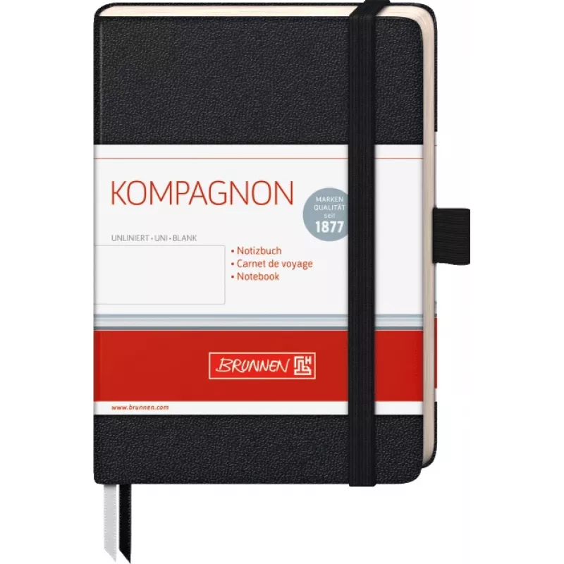 BRUNNEN KOMPAGNON cuaderno A6 en blanco 192 páginas tapa dura negro