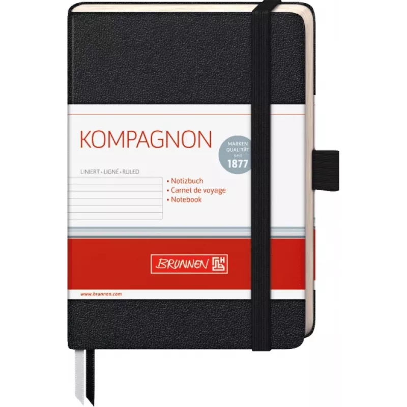 BRUNNEN KOMPAGNON cuaderno A6 rayado - 96 hojas, tapa dura, negro