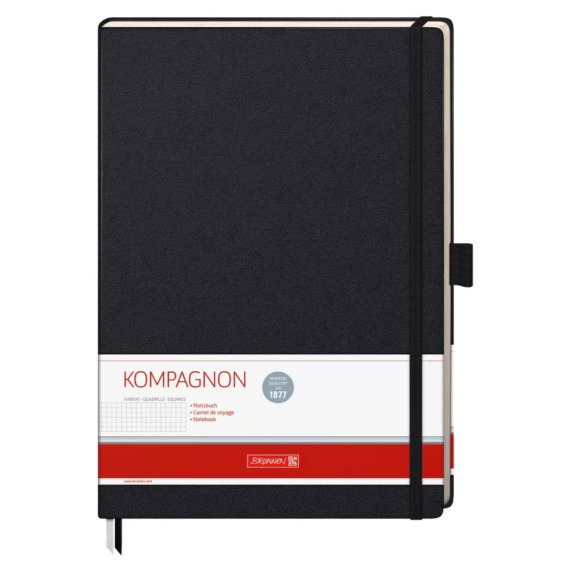 BRUNNEN KOMPAGNON cuaderno A4 cuadriculado negro 96 hojas