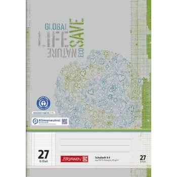 BRUNNEN cuaderno escolar reciclado A4 Lineatur 27 rayado con margen interior y exterior - 32 páginas