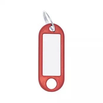 WEDO Anilla para llaves con etiqueta, diámetro: 18 mm, plástico rojo, con inserto blanco intercambiable escribible (262 101802)