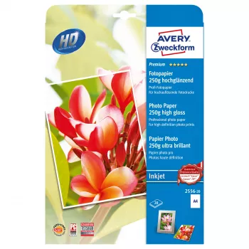 Avery Zweckform Papel fotográfico premium brillante - Brillante - Blanco - A4 (210 x 297 mm) - 25 hojas