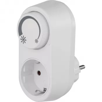 REV Ritter Regulador de intensidad con enchufe intermedio y LED integrado, Blanco, EMD201