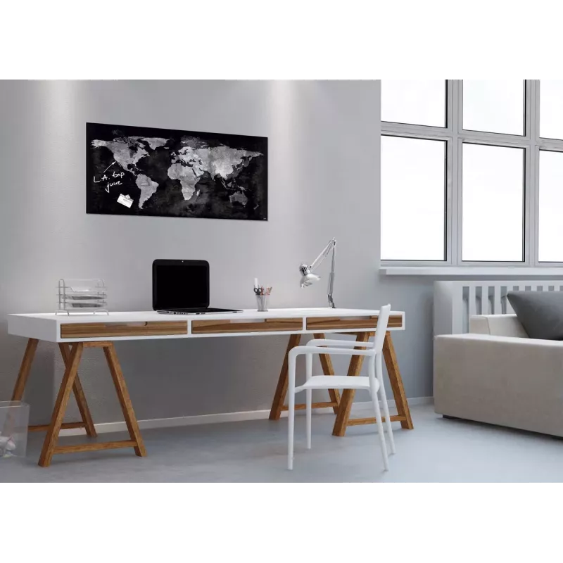 SIGEL GL270 Pizarra magnética de cristal 910 x 460 mm, Superblanco, sin marco, incl. 2 imanes y rotulador