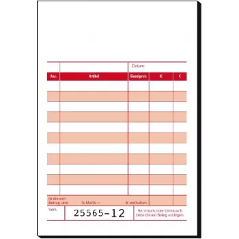 SIGEL KC621 Bloc de recibos con hoja de sumas, A6 horizontal, 50 formularios, numerados correlativamente, blanco