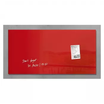 SIGEL Artverum GL147 Pizarra magnética de vidrio 910x460 mm, blanca, sin marco, para pared