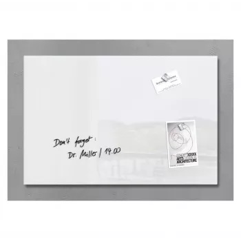 SIGEL artverum Pizarra magnética de vidrio 600 x 400 mm blanca sin marco