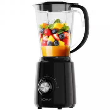 Bomann UM 6091 CB Batidora de vaso negra 1200 W 6,3 L bol de acero inoxidable