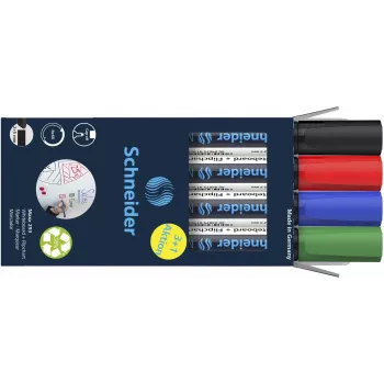 Schneider Maxx 293 rotuladores para pizarra blanca y rotafolio, colores surtidos 2,0 - 5,0 mm, pack de 4