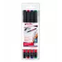 EDDING 141 F Set de rotuladores permanentes - punta fina 0,6 mm - negro, azul, verde, rojo - 4 rotuladores