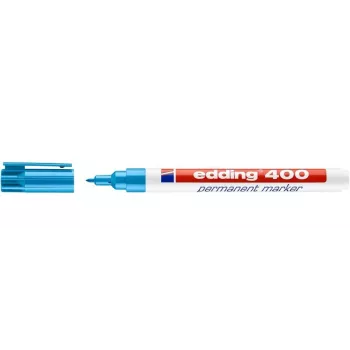 EDDING 400 Rotulador permanente - azul claro - punta redonda - 1 mm - plástico - cartón, vidrio, cuero, metal, plástico, madera