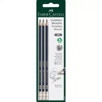 Faber-Castell Goldfaber G-Tip lápiz de grafito HB pack de 3 verde oscuro (116896)