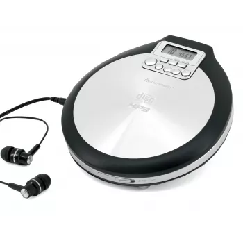 Soundmaster CD9220 Reproductor de CD portátil con anti-shock de 40 s, DBBS, negro/plata