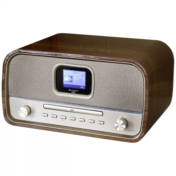 Soundmaster DAB970BR1 Radio de sobremesa DAB+, FM, AUX, Bluetooth, CD, USB, función de carga de batería, marrón