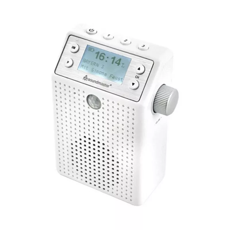 Soundmaster DAB60WE Radio de enchufe DAB+, FM, Bluetooth, USB con función manos libres, resistente a salpicaduras, blanco