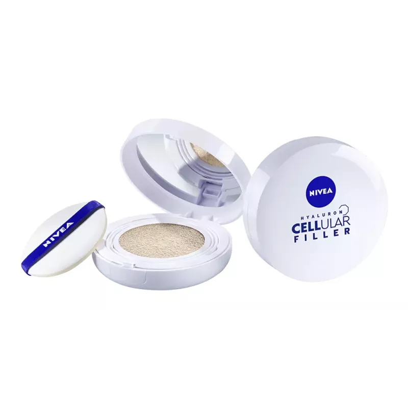 NIVEA 3in1 Cushion Foundation con ácido hialurónico, claro, 15 ml