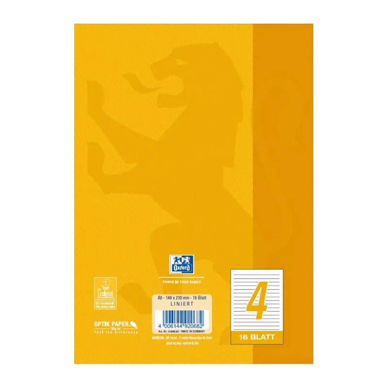 Oxford 100050367 cuaderno A5 90 g/m2 amarillo