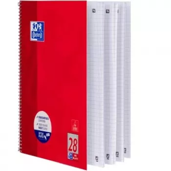 Oxford School A4+ cuaderno universitario, encuadernación espiral, cuadriculado, 80 hojas, 160 páginas, 90 g/m² papel Optik, microperforado, 4 taladros