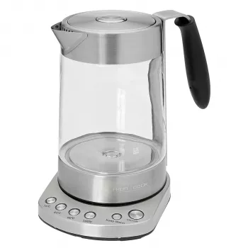 PROFI COOK PC-WKS 1020 G Hervidor de agua y té, Acero inoxidable/Negro, 1,7 L, 2200 W