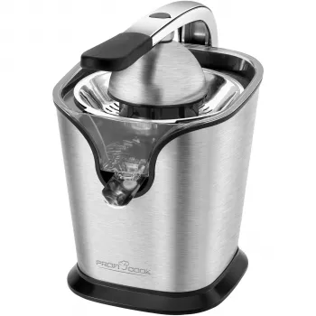 PROFI COOK PC-ZP 1154 Exprimidor de cítricos, 160 W, Acero inoxidable, 500 ml, 2 conos, funcionamiento por palanca, Negro/Plata