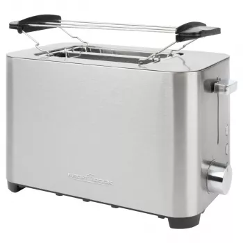 PROFI COOK Tostadora de 2 rebanadas PC-TA 1251, carcasa de acero inoxidable, ranuras para tostadas extra anchas