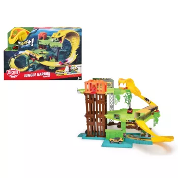Dickie Jungle Garage 203338004 - set de juego de 3 pisos con sonido y luz, incl. vehículo de metal fundido