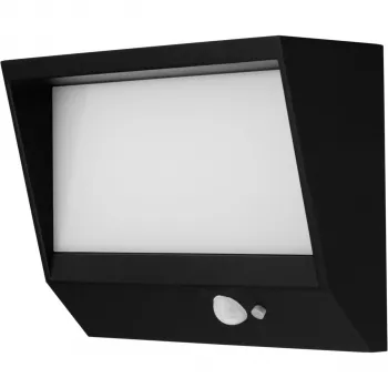 REV Ritter LED Aplique de pared solar Lumus 110lm aluminio negro con detector de movimiento 2022001300