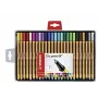 STABILO point 88 Set de rotuladores fineliner - 30 colores surtidos - 0,4 mm - punta de fieltro con recubrimiento metálico - tinta base agua - cuerpo hexagonal - capuchón ventilado - estuche de cartón