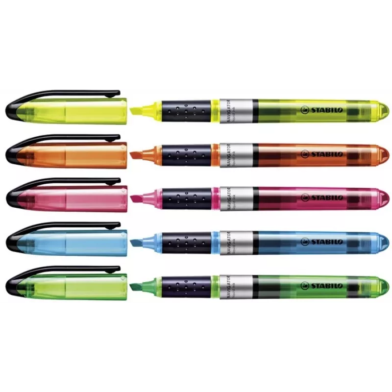 STABILO Navigator Rotulador fluorescente - pack de 10 - azul - punta biselada - 1 mm / 4 mm de grosor de trazo - tinta base agua - plástico