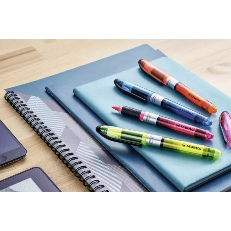 STABILO Navigator Rotulador fluorescente - pack de 10 - azul - punta biselada - 1 mm / 4 mm de grosor de trazo - tinta base agua - plástico