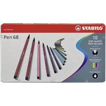 STABILO Pen 68 Rotulador de fibra - 1 mm - 10 colores surtidos