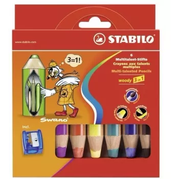 STABILO woody 3 in 1 Multi pack de 6 - colores surtidos